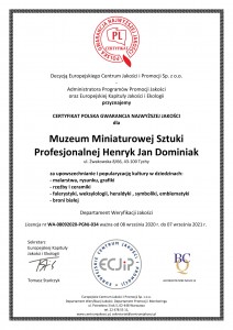 Muzeum Dominiak - CERTYFIKAT POLSKA GWARANCJA NAJWYŻSZEJ JAKOŚCI - PGNJ 2020 -1