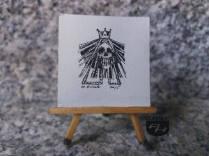 Dział Malarstwa Rysunku Grafiki Królowa rysunek tuszem 3,50 cm x 3,50 cm autor Wojtek Łuka 2015