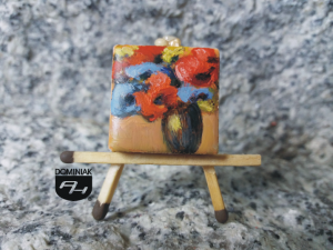 Dział Malarstwa Rysunku Grafiki Lilie obraz olejny na płytce ceramicznej 2,31 cm x 2,31 cm ekspert Paweł Brodzisz 2017
