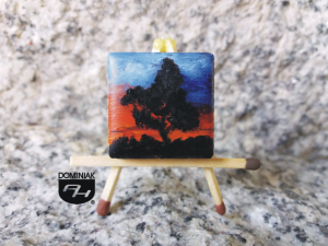 Zachód Słońca obraz olejny na płytce ceramicznej 2,31 cm x 2,31 cm wykonawca Paweł Brodzisz 2017