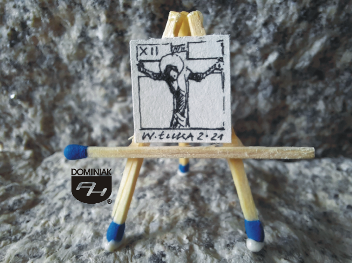 XII STACJA Pan Jezus na krzyżu umiera rysunek tuszem autor Wojtek Łuka 2021